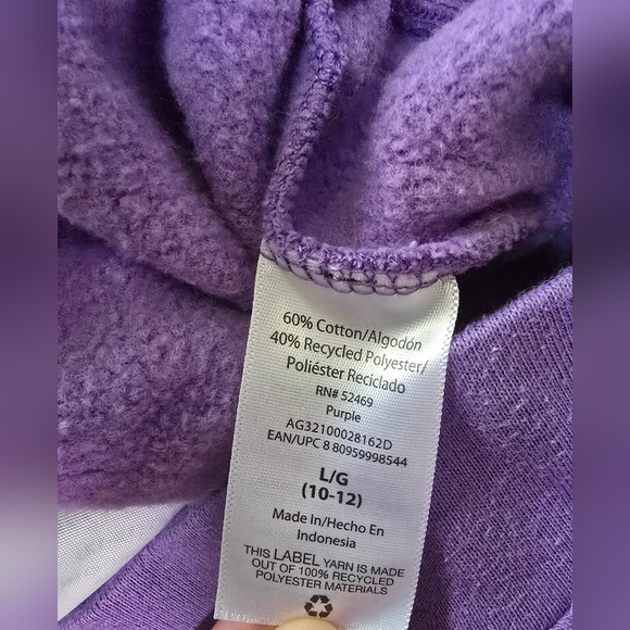 Athletic Works Girls Purple Sweat Pants Large - Picture 6 of 7